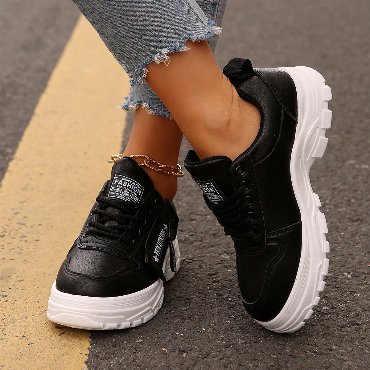 VTX Stride — Thick Sole Zip Lace-Up Sneaker
