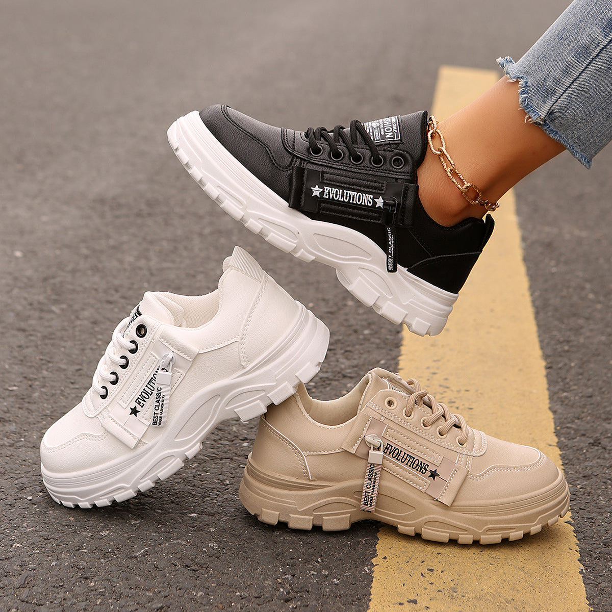 VTX Stride — Thick Sole Zip Lace-Up Sneaker