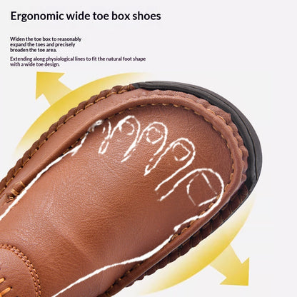 Ergonomic wide toe box leather shoe with breathable design and natural foot shape fit