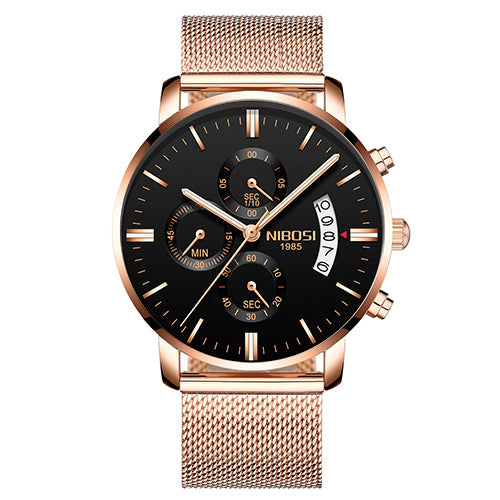 VTX Chrono Steel Chronograph Watch - Rose Gold Black