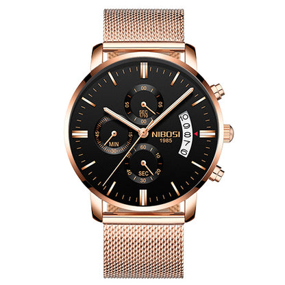 VTX Chrono Steel Chronograph Watch - Rose Gold Black