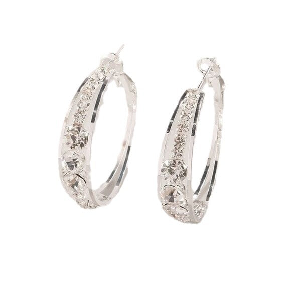 Sparkling crystal hoop earrings, minimalist luxury jewelry with premium finish