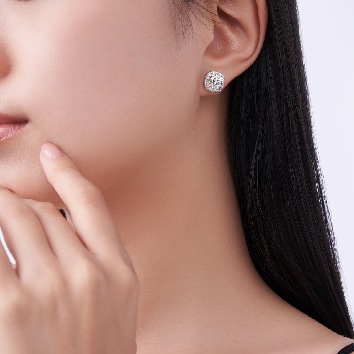 VTX Halo moissanite stud earrings sparkle