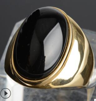 Luxury gold ring with black onyx stone, minimalist design, premium jewelry