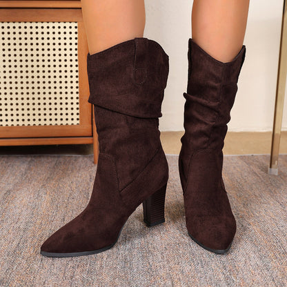 VTX Pleated — Suede Pointed-Toe Boot