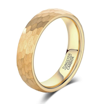 Hammered gold tungsten carbide ring with minimalist luxury design