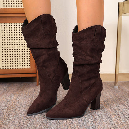VTX Pleated — Suede Pointed-Toe Boot