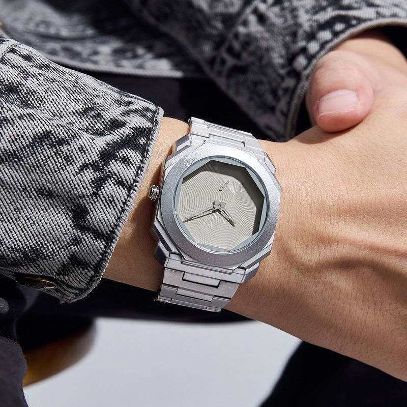 Deuterium light octagonal steel strip quartz watch