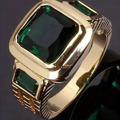 Men's Square Ring Men's Ring With Emerald