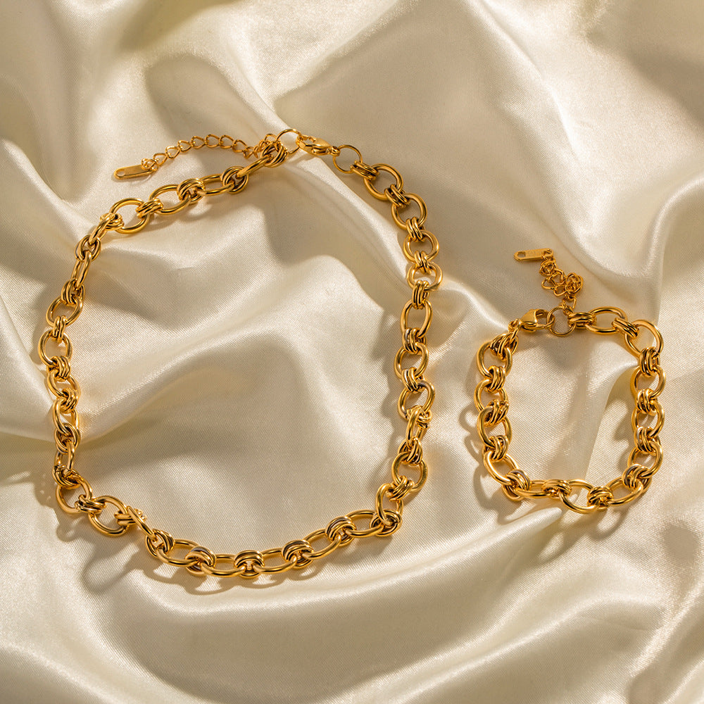 VTX Circle — 18K Gold Chain & Bracelet Set