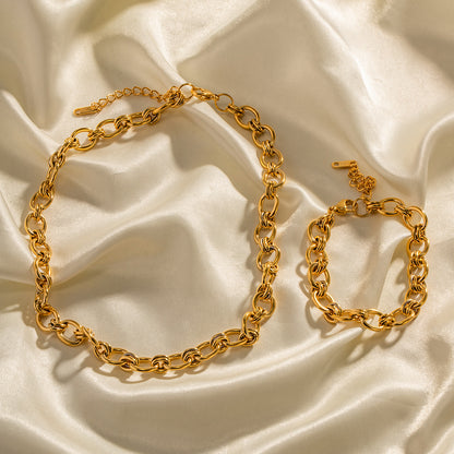 VTX Circle — 18K Gold Chain & Bracelet Set