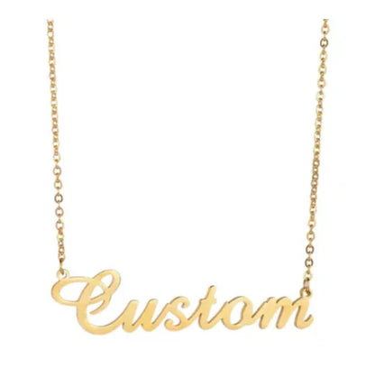 Gold custom name necklace with delicate chain, minimalist luxury jewelry design