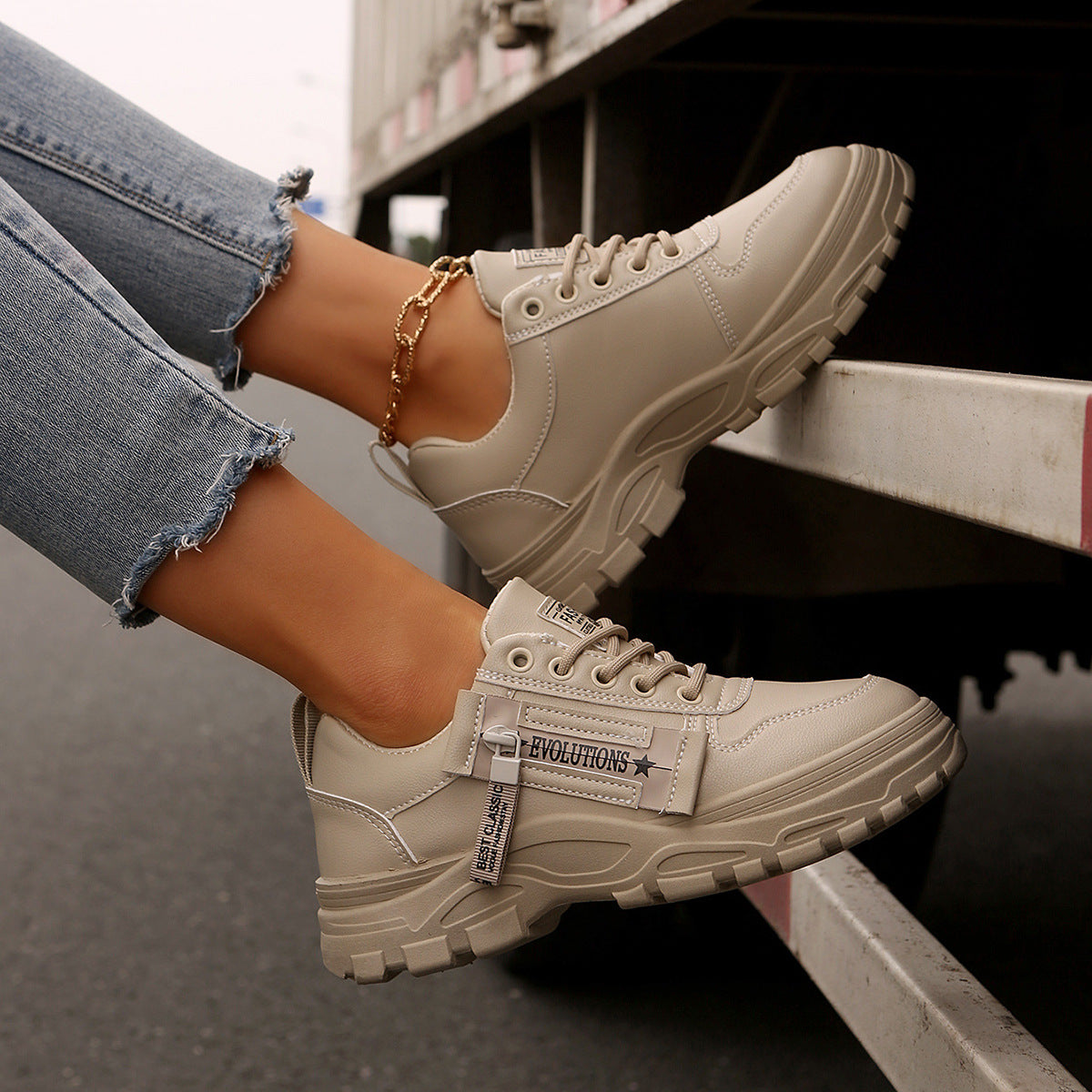 VTX Stride — Thick Sole Zip Lace-Up Sneaker