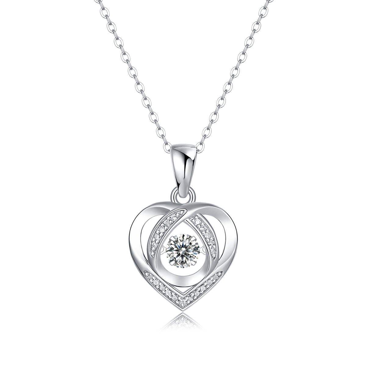 Elegant heart-shaped pendant necklace with sparkling cubic zirconia, minimalist luxury jewelry design