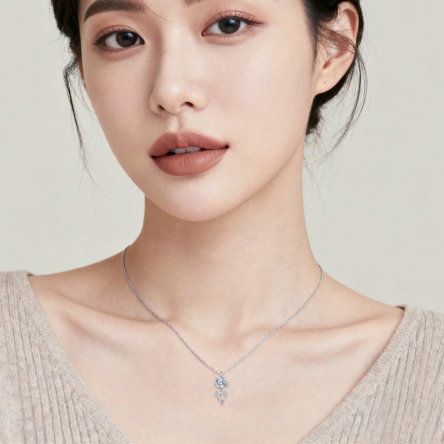 Elegant floral pendant necklace with sparkling stones, minimalist luxury jewelry design