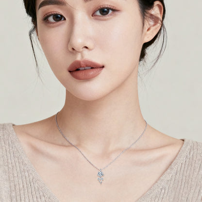 Elegant floral pendant necklace with sparkling stones, minimalist luxury jewelry design