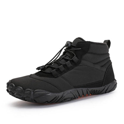 Black minimalist high-top sneaker with unique sole design, premium handcrafted footwear