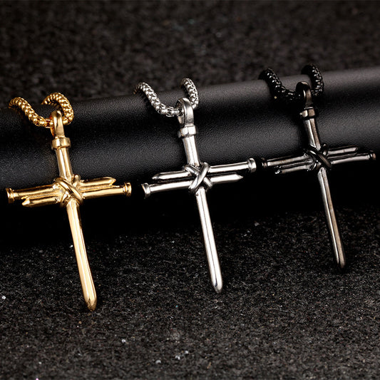 Luxury cross pendant necklaces in gold, silver, and black — minimalist design, premium quality