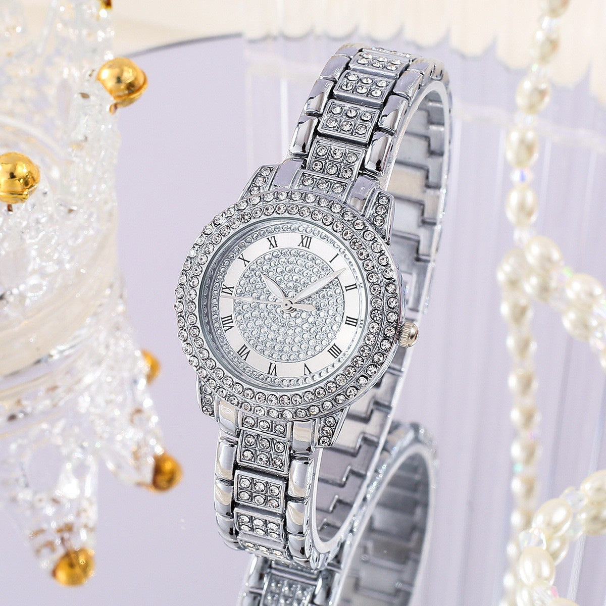 Womens Rhinestone Quartz Watch