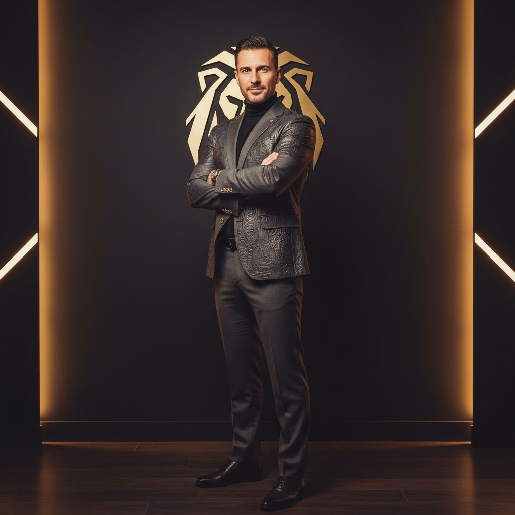 Bold luxury male founder portrait