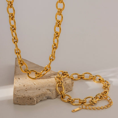 VTX Circle — 18K Gold Chain & Bracelet Set