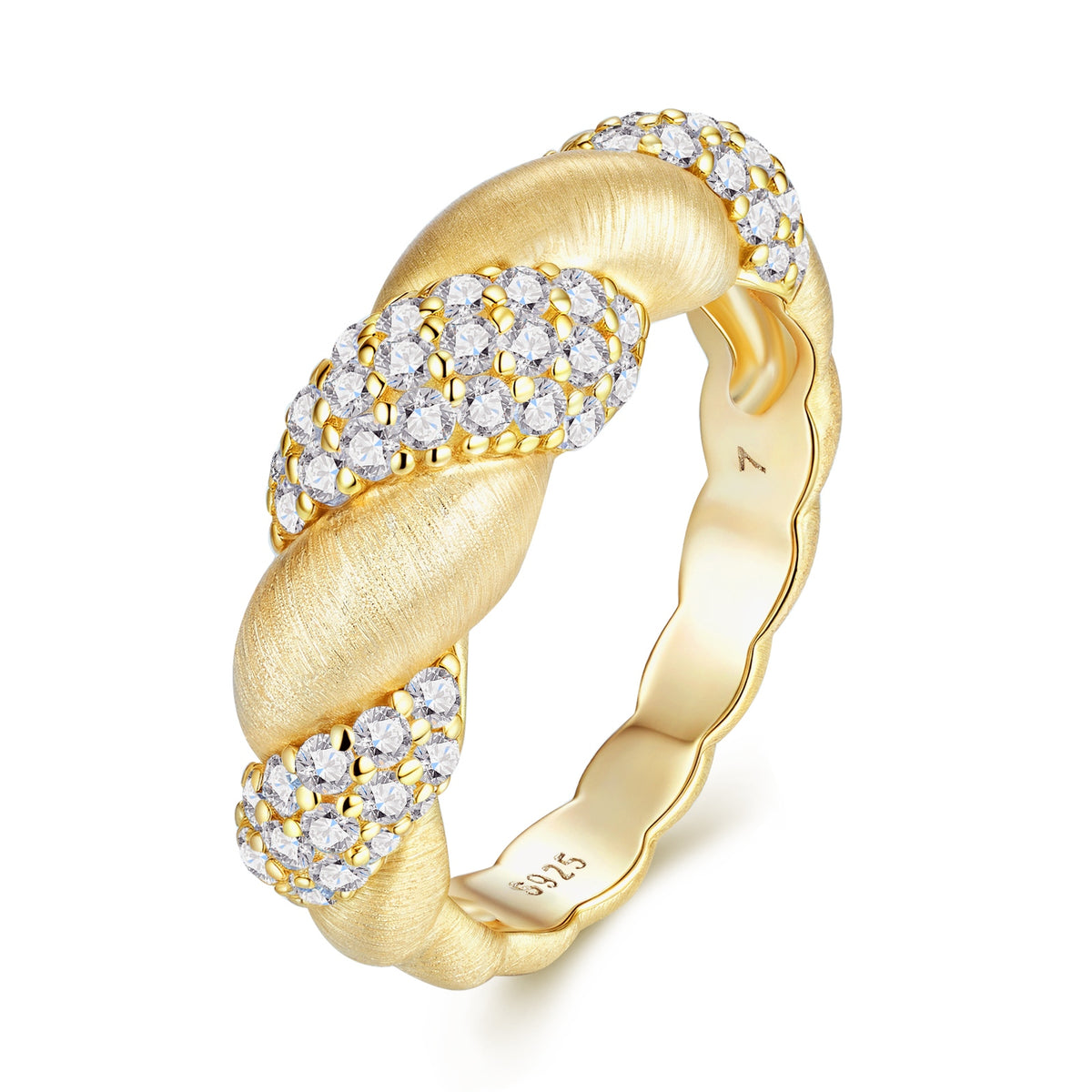 Luxury gold ring with twisted design and sparkling diamond accents, minimalist premium jewelry