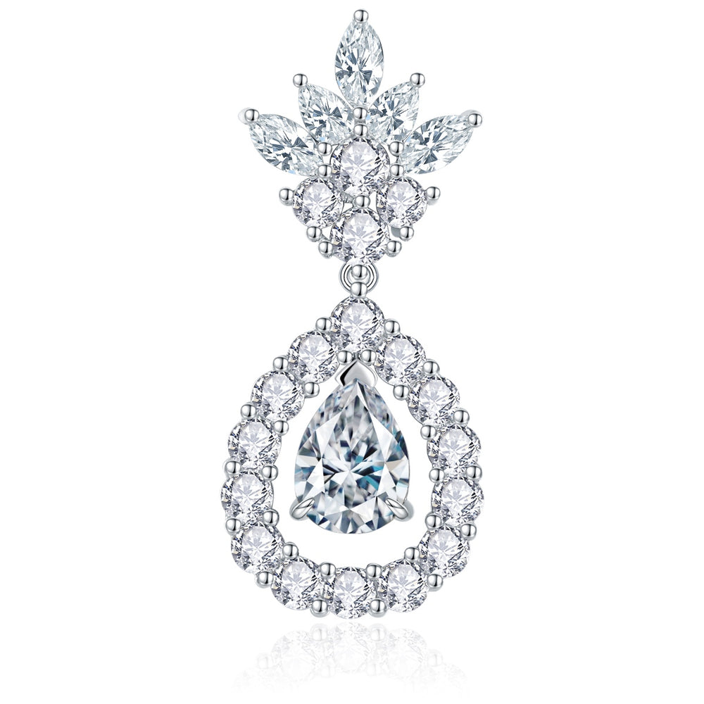 VTX Firefly pear cut moissanite dangle earrings