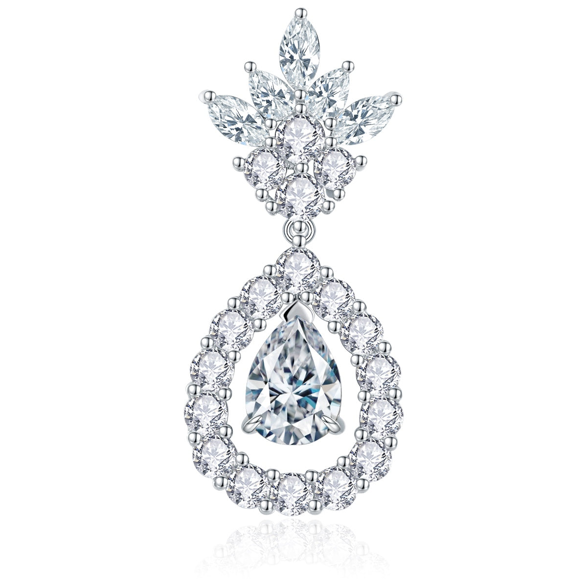 VTX Firefly pear cut moissanite dangle earrings