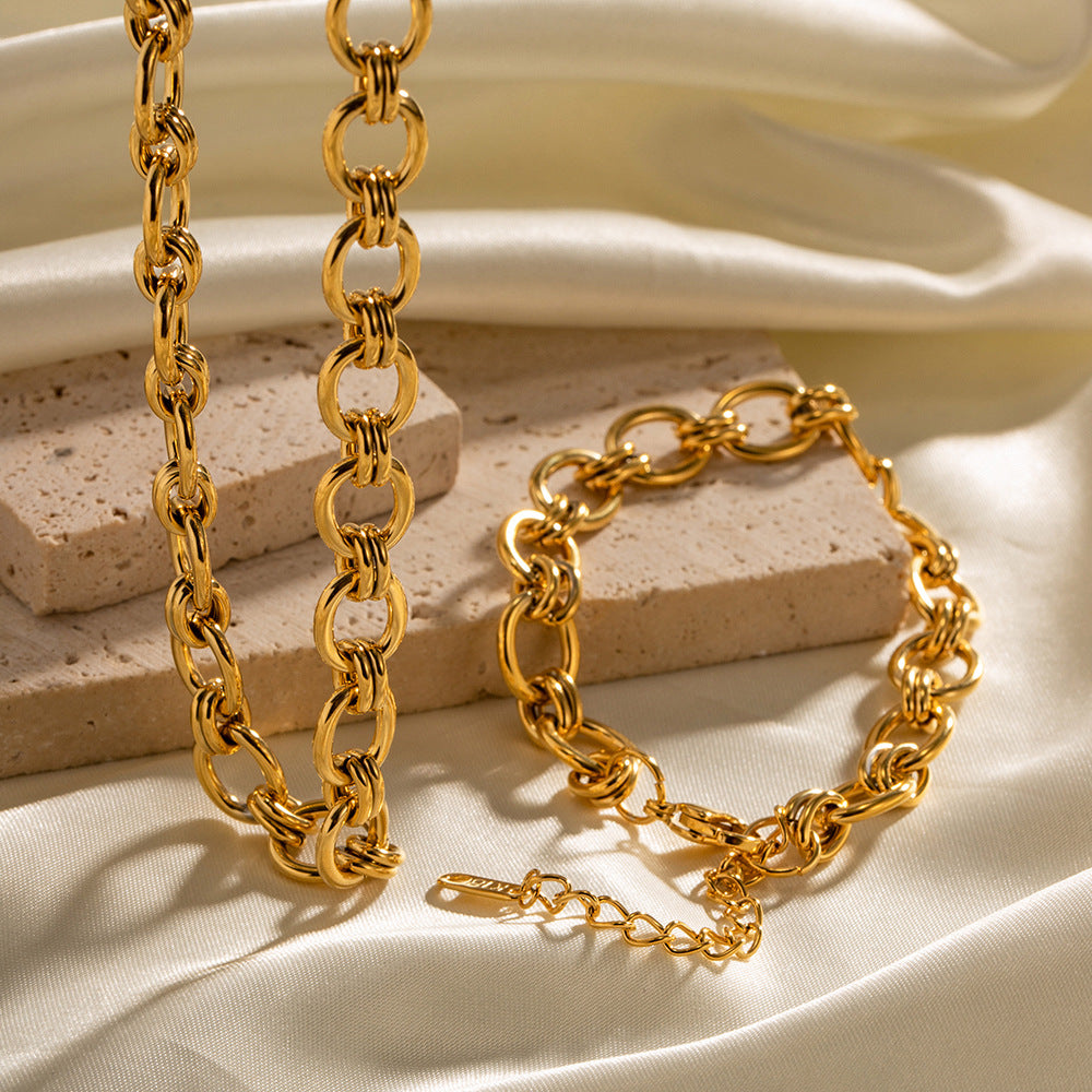 VTX Circle — 18K Gold Chain & Bracelet Set