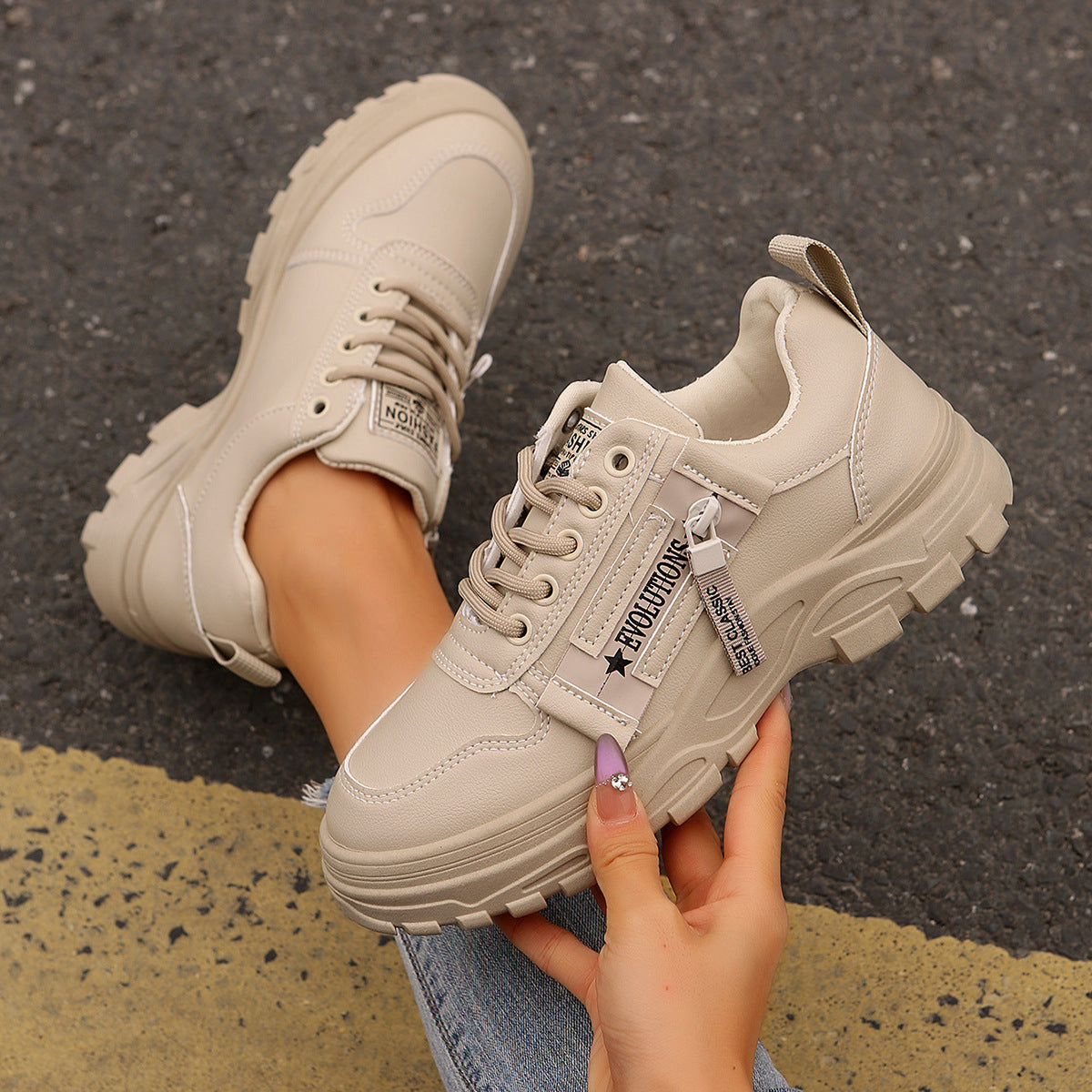 VTX Stride — Thick Sole Zip Lace-Up Sneaker