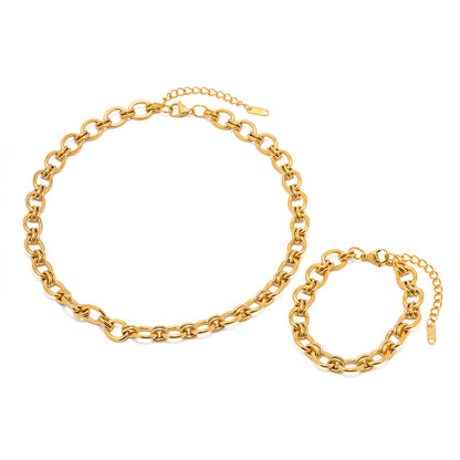VTX Circle — 18K Gold Chain & Bracelet Set