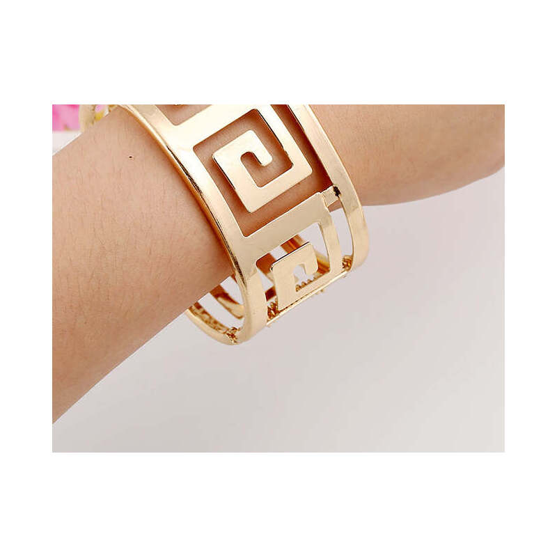 VTX Hollow geometric metal cuff bracelet on wrist, clean product shot